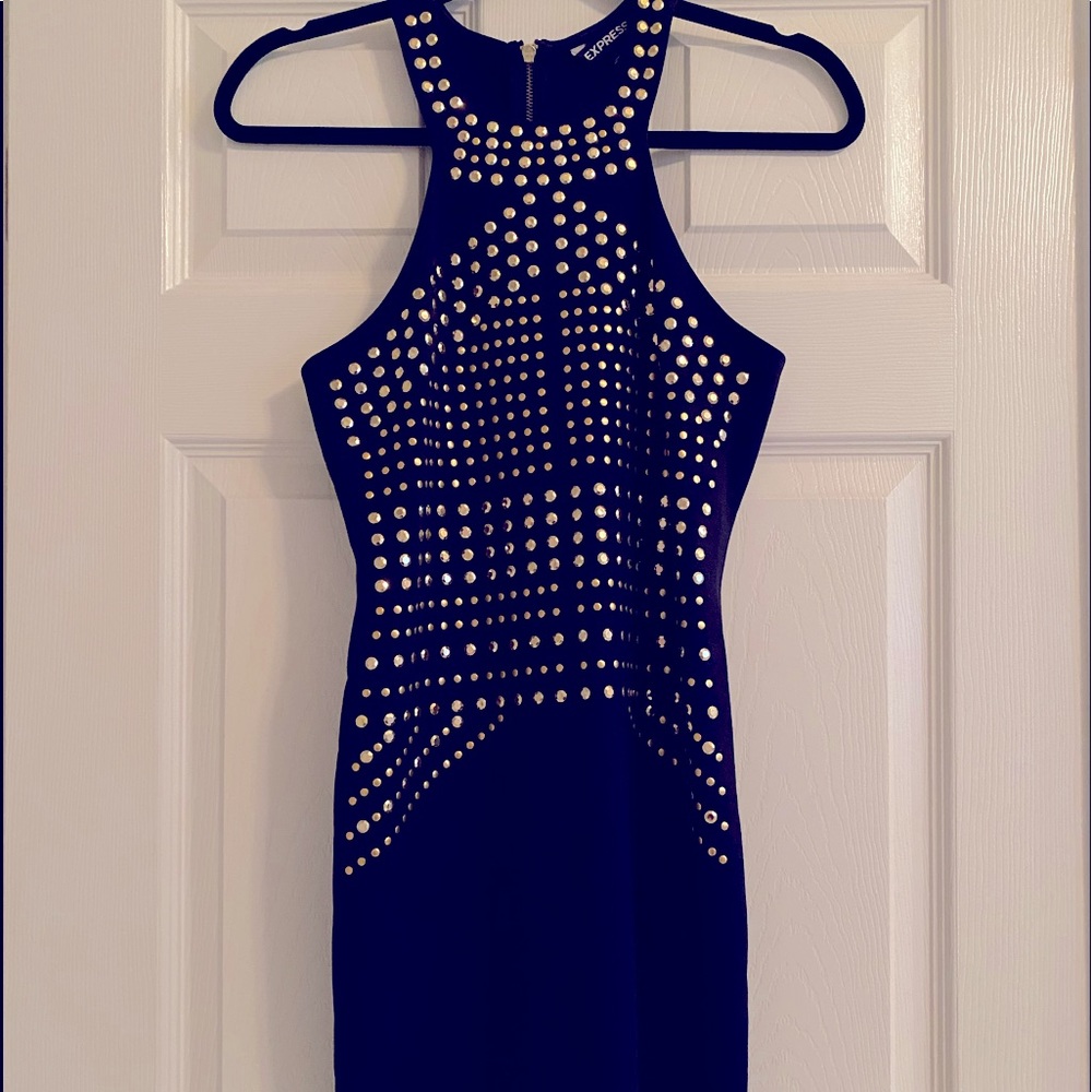 Express racer back gold studded mini dress